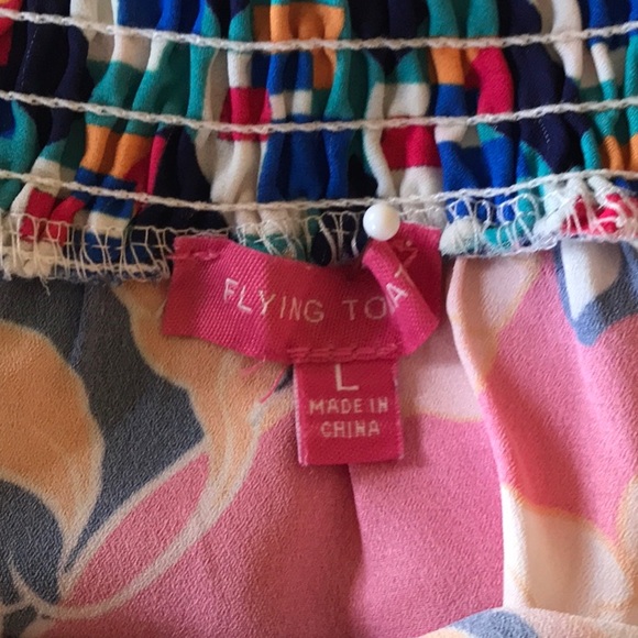 Multicolored Off The Shoulder Bell Sleeve Blouse - Picture 6 of 8